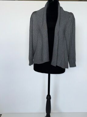 Premise Gray Open Front Cardigan Sweater Draped Shawl Collar Size L